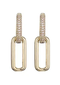 14K Gold Plated Crystal Single Link Drop Earrings