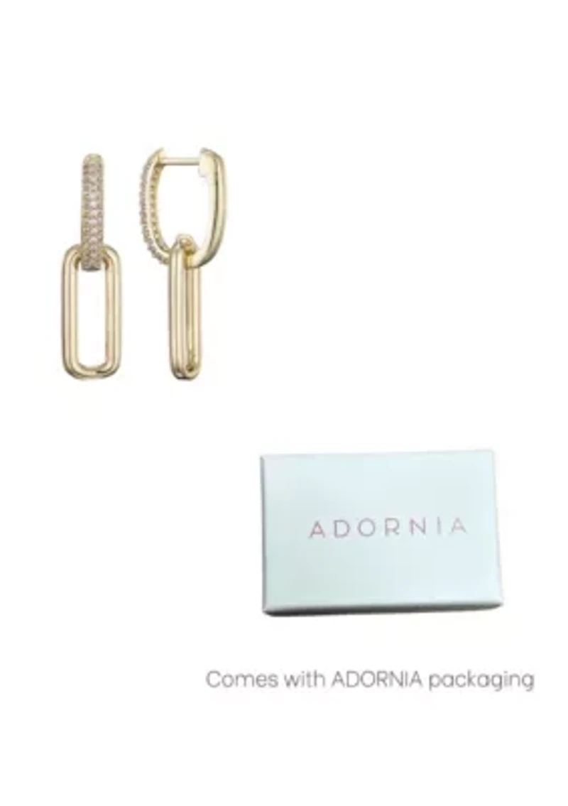 14K Gold Plated Crystal Single Link Drop Earrings