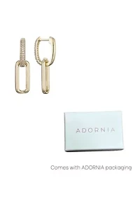 14K Gold Plated Crystal Single Link Drop Earrings