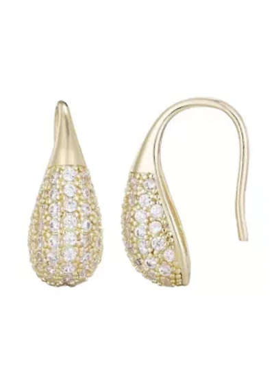 14k Gold Plated CZ Teardop Wire Earrings