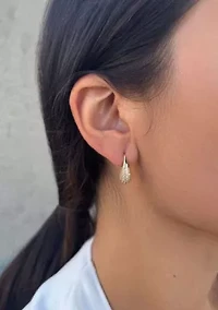 14k Gold Plated CZ Teardop Wire Earrings