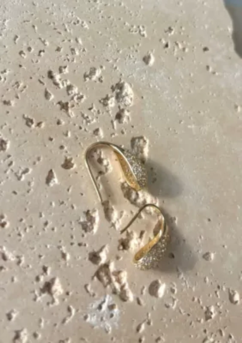 14k Gold Plated CZ Teardop Wire Earrings