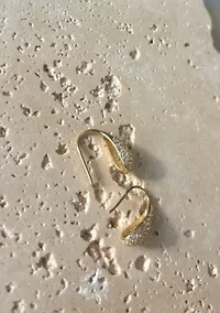 14k Gold Plated CZ Teardop Wire Earrings