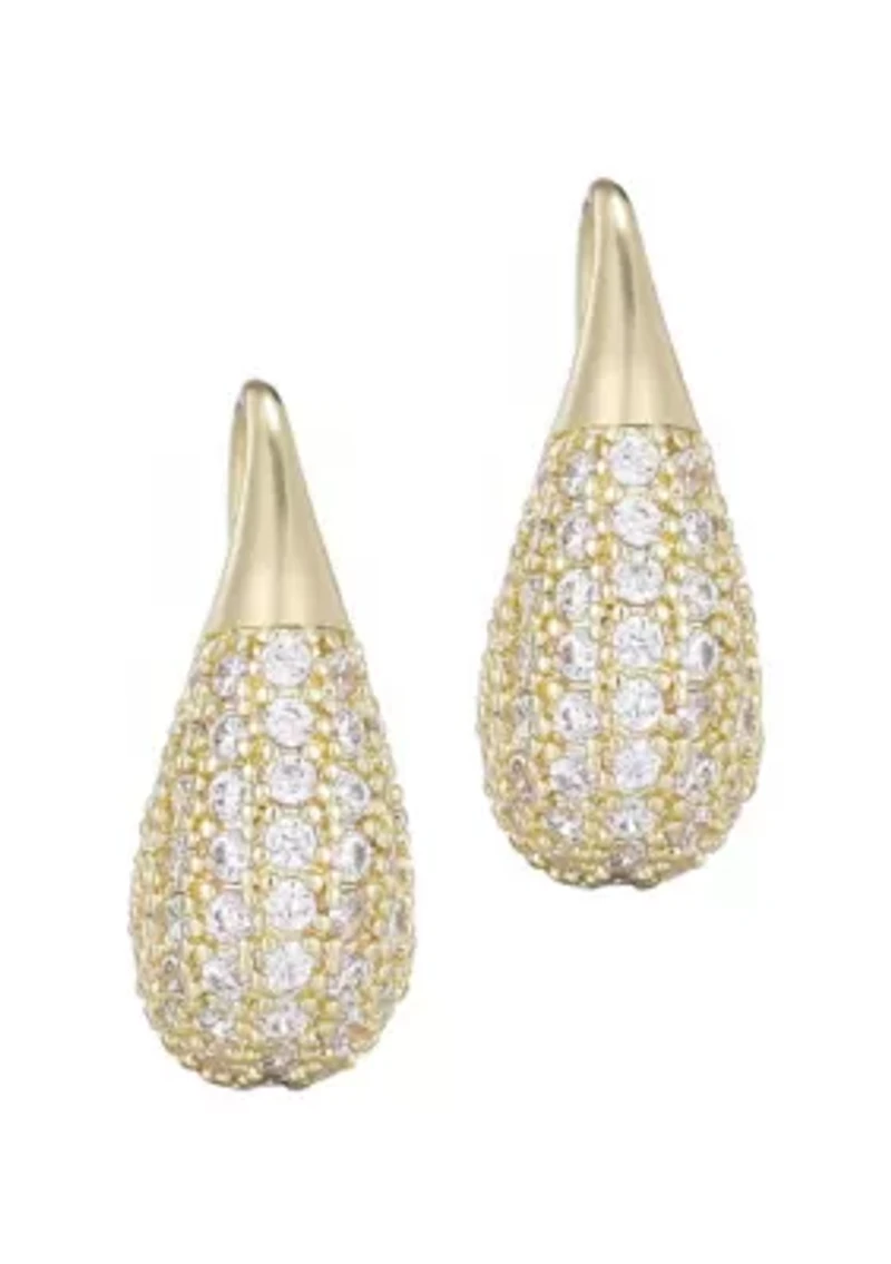14k Gold Plated CZ Teardop Wire Earrings