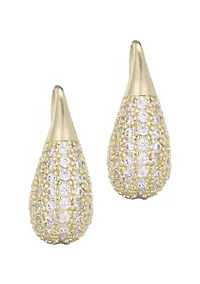 14k Gold Plated CZ Teardop Wire Earrings