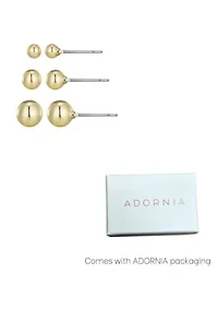 14k Gold Plated Set of 3 Ball Stud Earrings