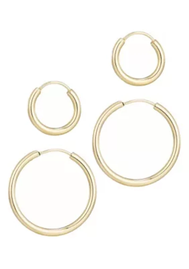 14k Gold Plated Set of 2 Endless Hoop Earrings