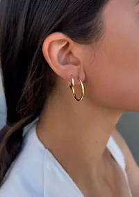 14k Gold Plated Set of 2 Endless Hoop Earrings