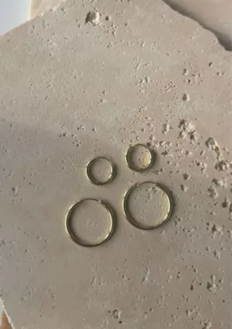 14k Gold Plated Set of 2 Endless Hoop Earrings