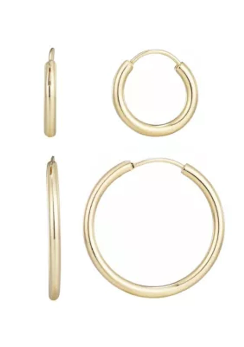 14k Gold Plated Set of 2 Endless Hoop Earrings