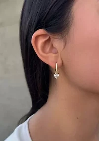14k Gold Plated Heart-Shaped CZ Huggie Hoop Earrings