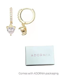 14k Gold Plated Heart-Shaped CZ Huggie Hoop Earrings