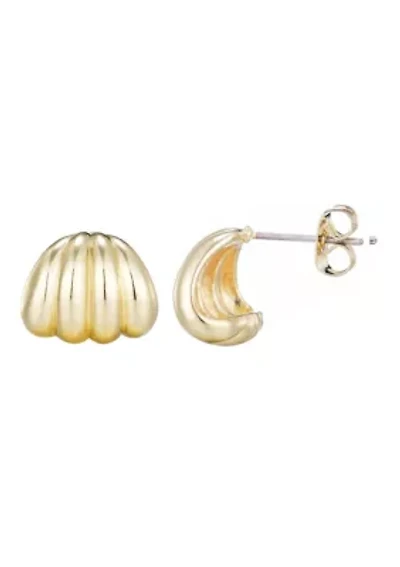 14k Gold Plated Fluted Wrap Around Huggie Earrings