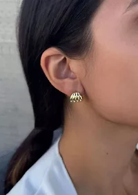 14k Gold Plated Fluted Wrap Around Huggie Earrings