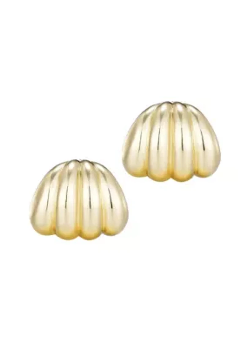 14k Gold Plated Fluted Wrap Around Huggie Earrings