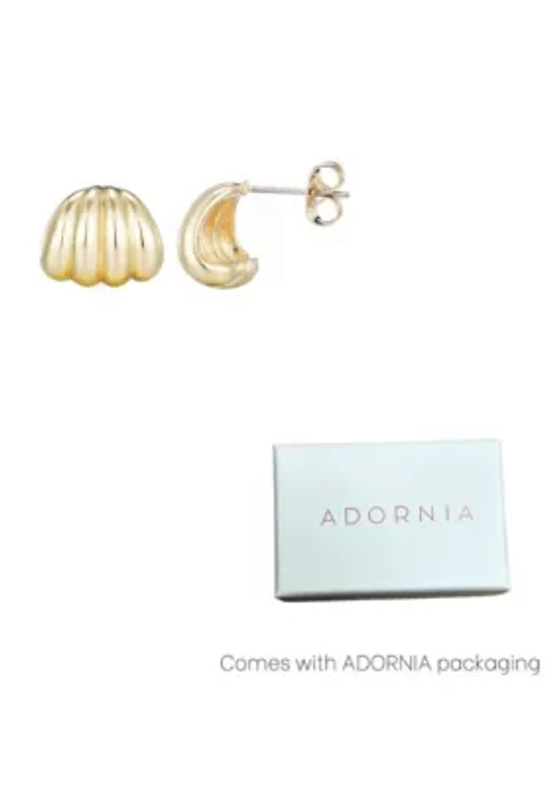 14k Gold Plated Fluted Wrap Around Huggie Earrings