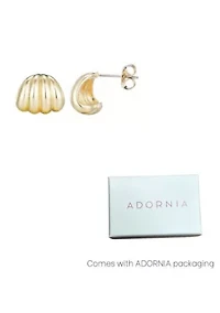 14k Gold Plated Fluted Wrap Around Huggie Earrings