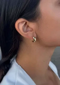 14k Gold Plated Set of 3 Hoop Earrings Set