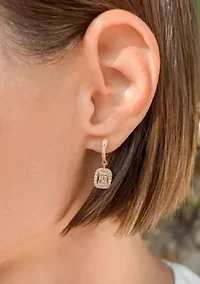 14k Rose Gold Plated Asher Cut Halo CZ Huggie Earrings