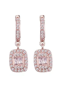 14k Rose Gold Plated Asher Cut Halo CZ Huggie Earrings