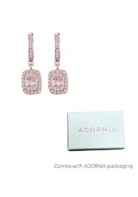 14k Rose Gold Plated Asher Cut Halo CZ Huggie Earrings