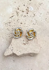 Gold Plated Crystal Encrusted Flower Stud Earrings