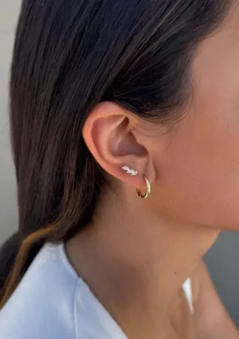 14k Gold Plated Huggie and Stud Earring Set