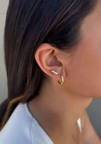 14k Gold Plated Huggie and Stud Earring Set