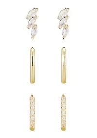 14k Gold Plated Huggie and Stud Earring Set