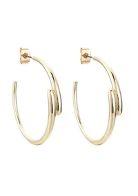14k Gold Plated Overlapping Hoop Earrings
