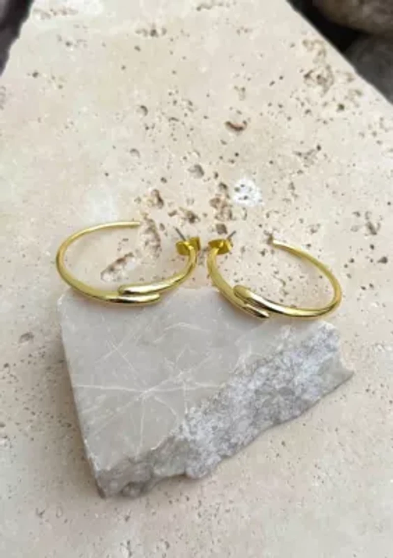 14k Gold Plated Overlapping Hoop Earrings