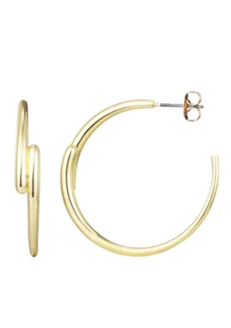 14k Gold Plated Overlapping Hoop Earrings