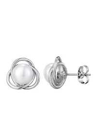 Silver Plated Freshwater Pearl Stud Earrings