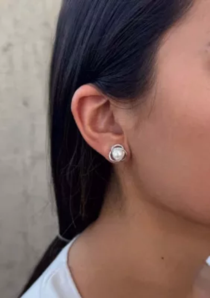 Silver Plated Freshwater Pearl Stud Earrings