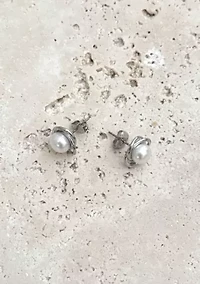 Silver Plated Freshwater Pearl Stud Earrings