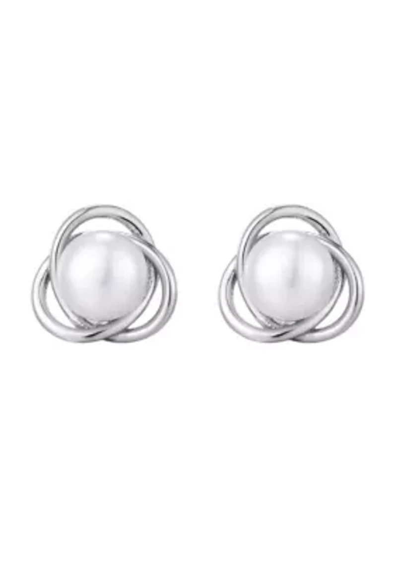 Silver Plated Freshwater Pearl Stud Earrings