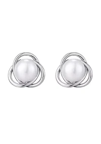 Silver Plated Freshwater Pearl Stud Earrings