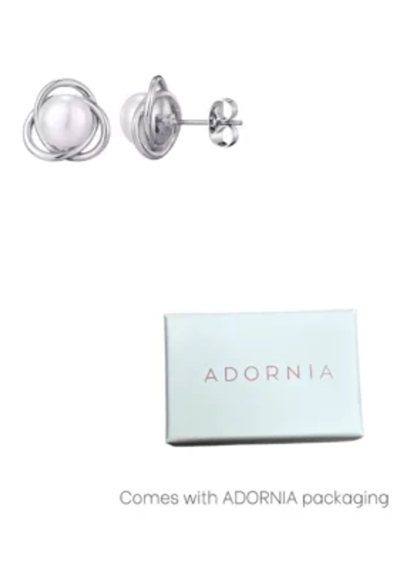 Silver Plated Freshwater Pearl Stud Earrings