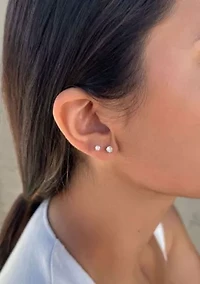 14k Gold Plated CZ Hoop and Solitaire Stud Set