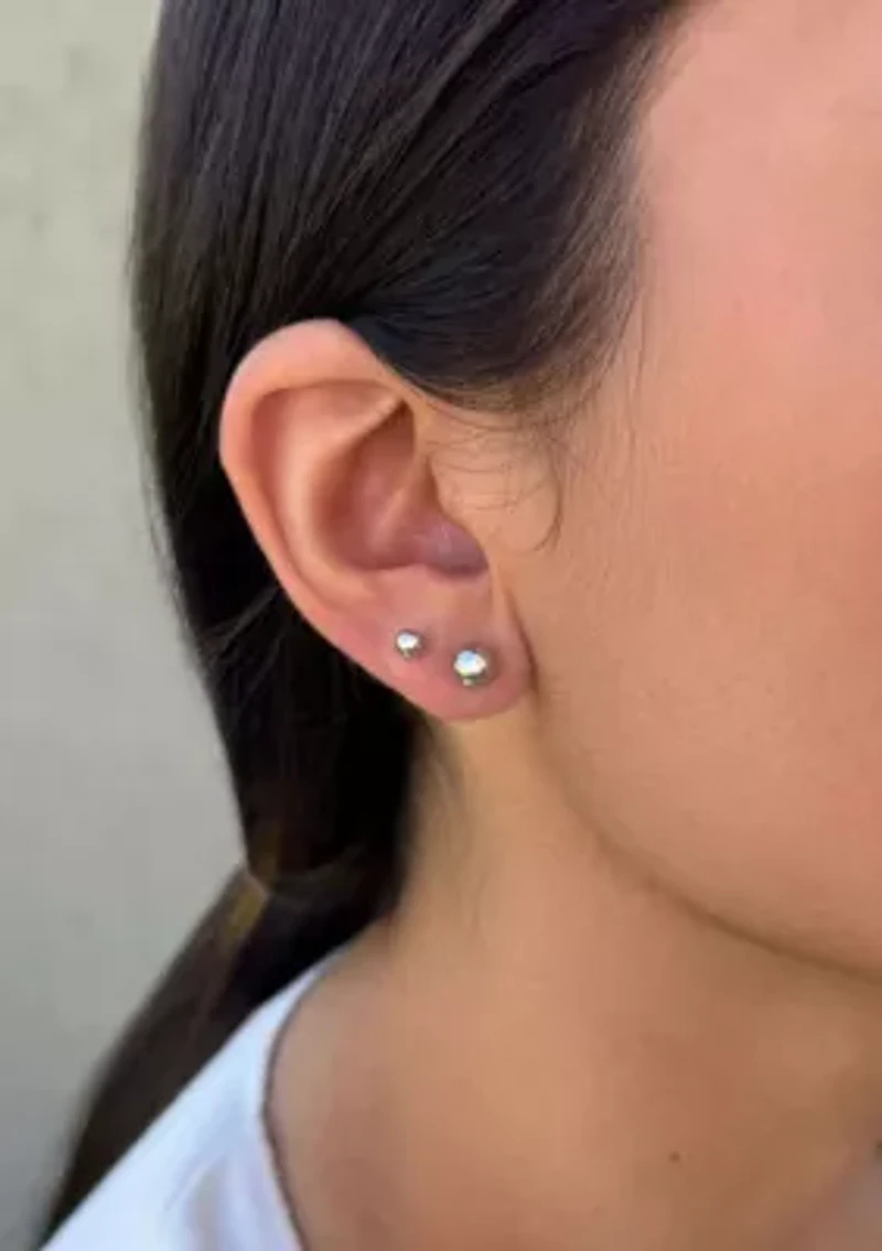 Tarnish Resistant Silver Set of 3 Ball Stud Earrings