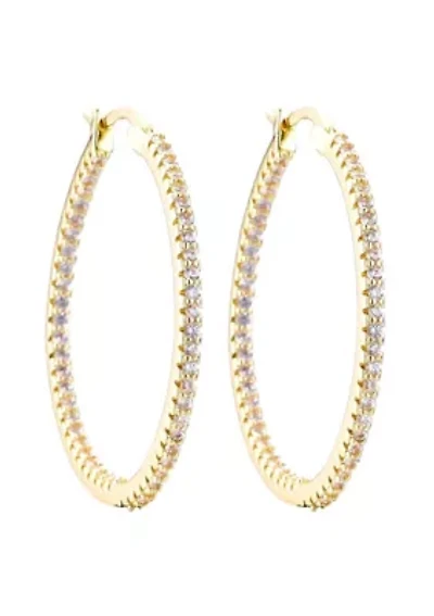 14k Gold Plated CZ Infinity Hoop Earrings