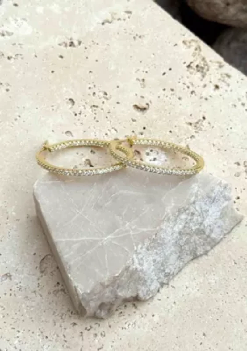 14k Gold Plated CZ Infinity Hoop Earrings