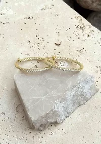 14k Gold Plated CZ Infinity Hoop Earrings