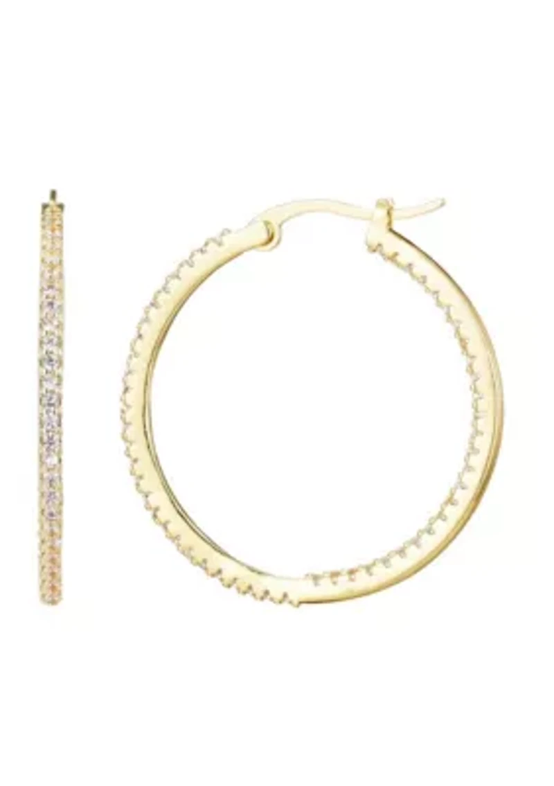 14k Gold Plated CZ Infinity Hoop Earrings