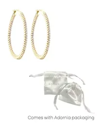 14k Gold Plated CZ Infinity Hoop Earrings