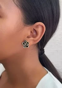 14k Gold Plated Black CZ Carnelian Earrings