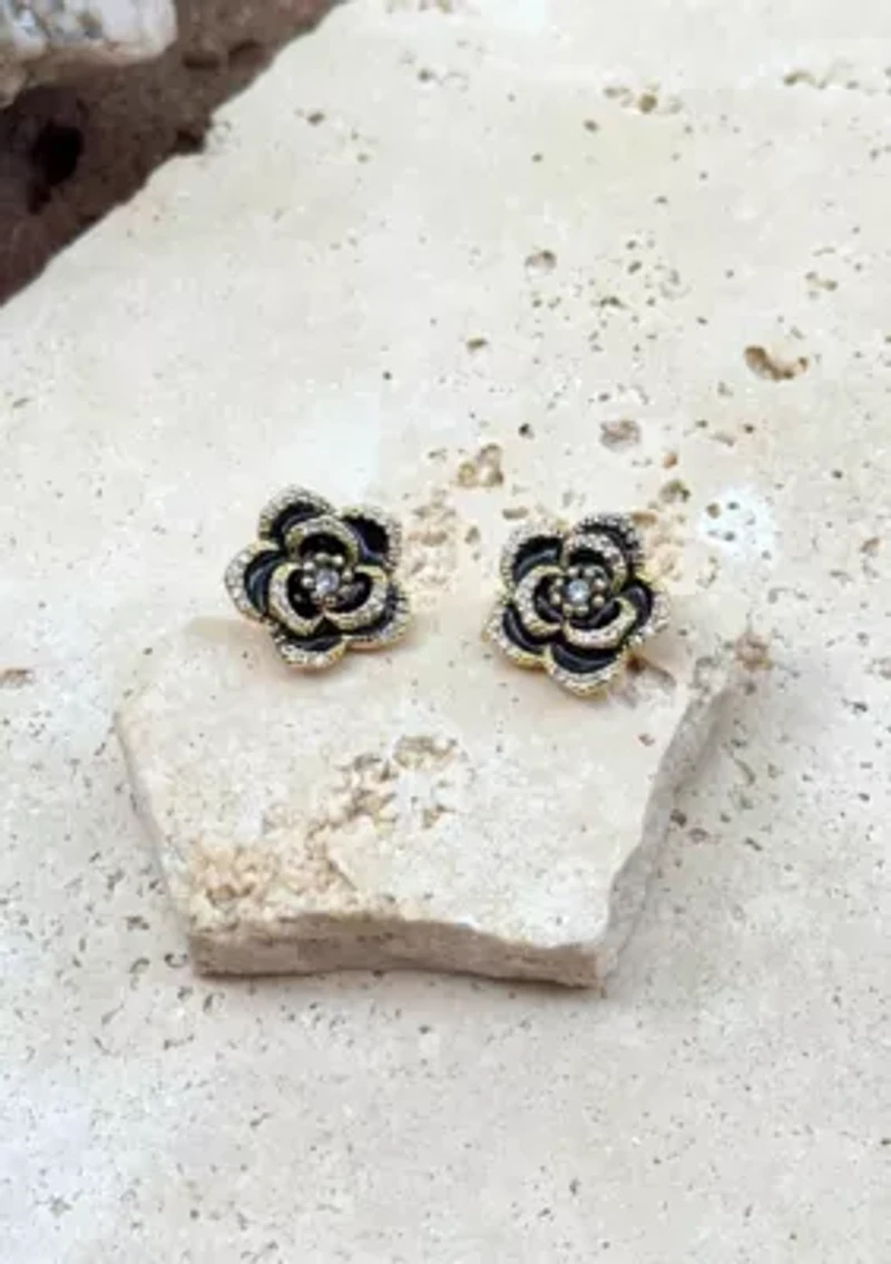 14k Gold Plated Black CZ Carnelian Earrings