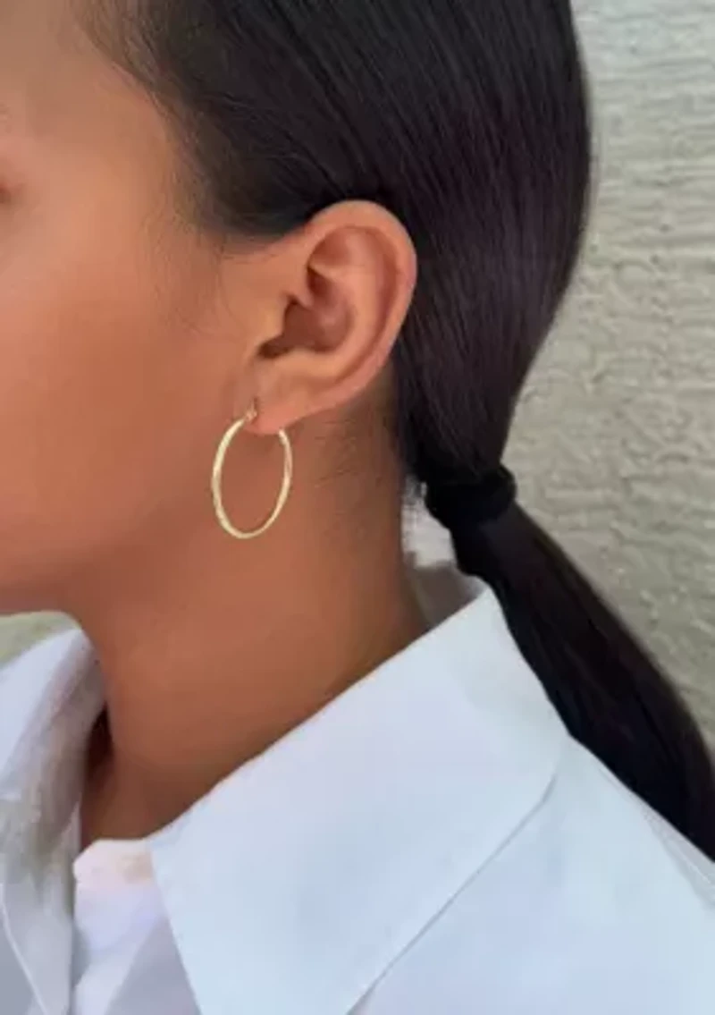 14k Gold Plated Infinity CZ and Plain Hoop Earring Set