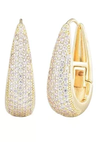 14k Gold Plated CZ Secure Hinge Hoop