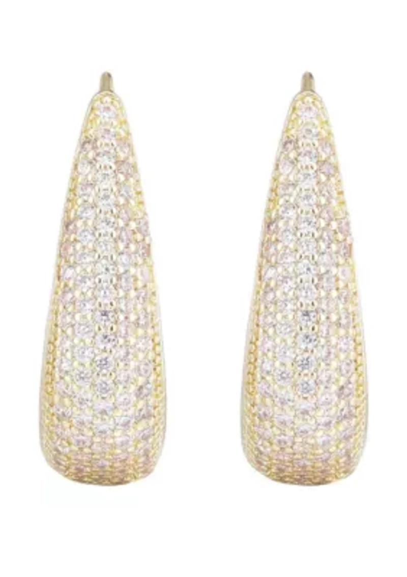 14k Gold Plated CZ Secure Hinge Hoop